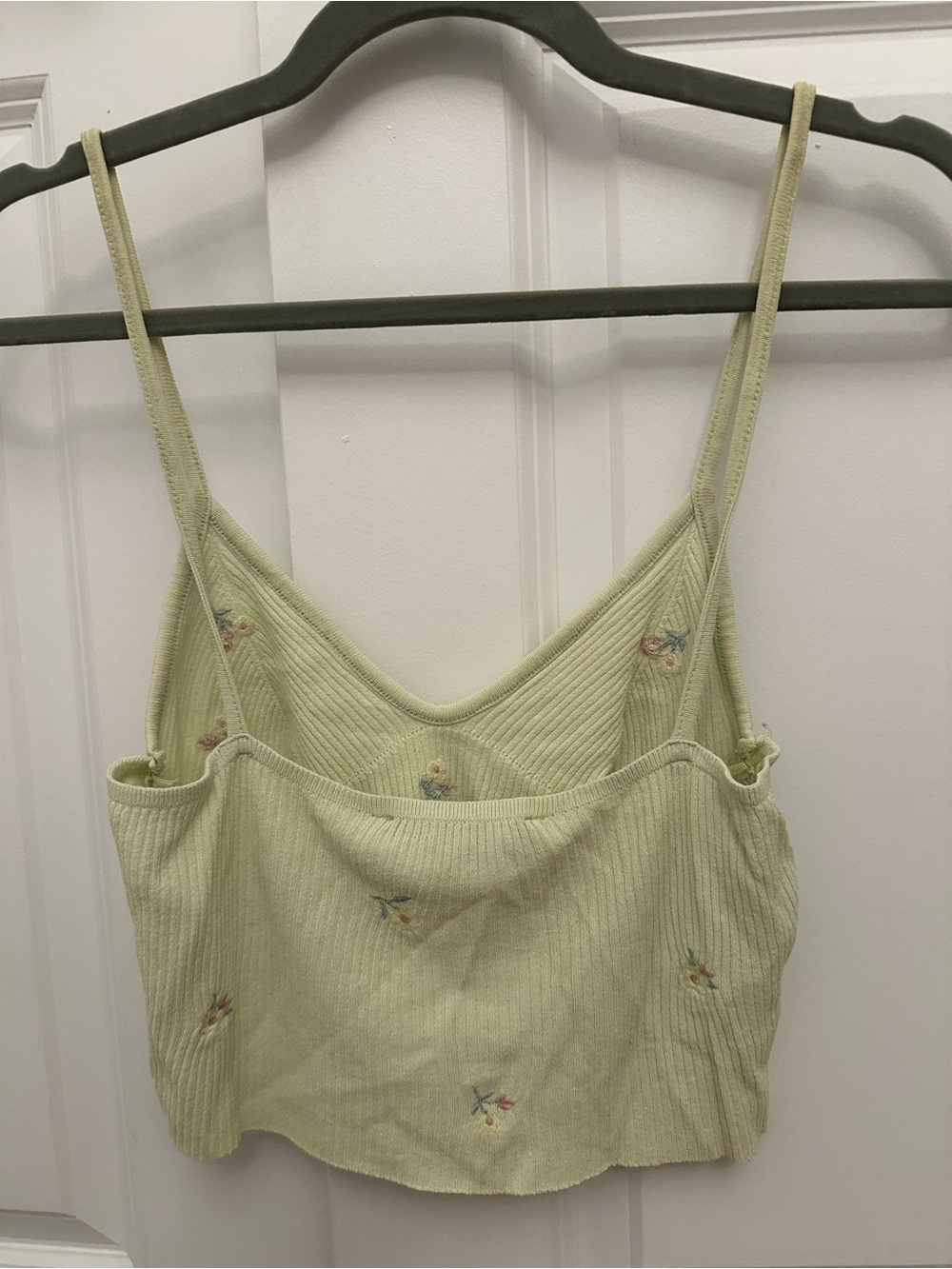 Zara Light Green Ribbed Embroidered Cropped Tank - Picture 3 of 3